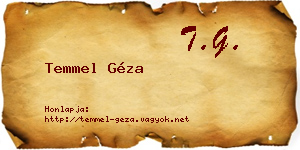 Temmel Géza névjegykártya